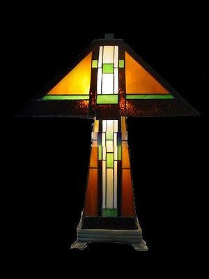 SOLD OUT Mission style Stained glass Table Lamp Tiffany style MIS102LB - Crafters and Weavers