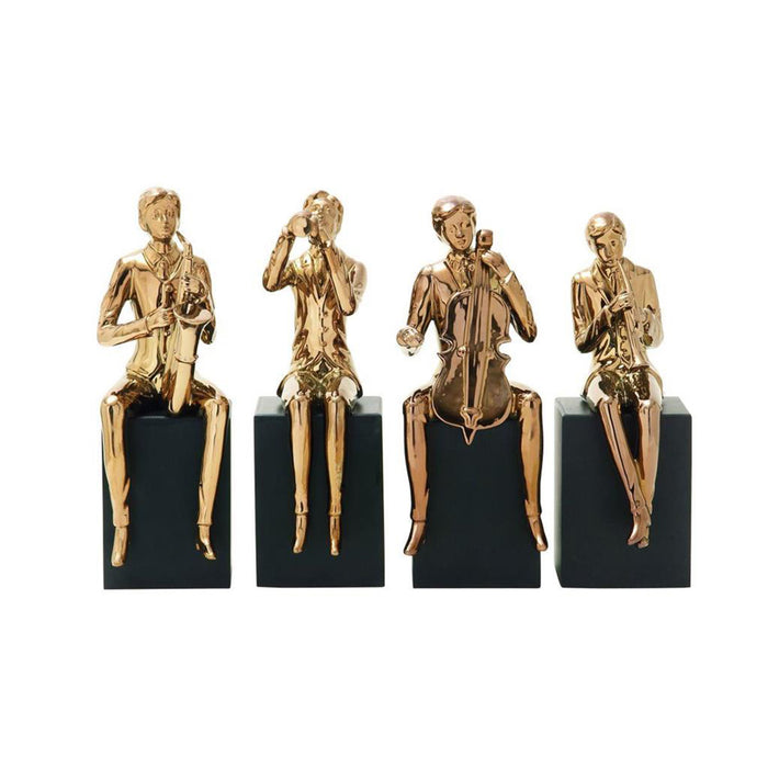 Copper Modern Musician Sculpture Set of 4