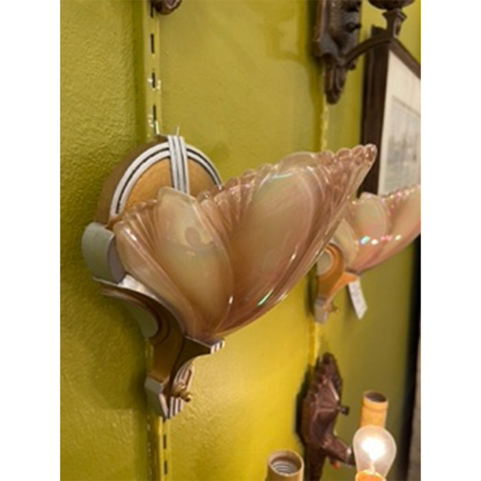 ART DECO 1930's MARKEL "PRINCESS" BATWING SLIP SHADE SCONCES