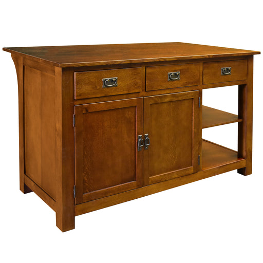 Mission 3 Drawer Oak Kitchen Island 60'' - Michael's Cherry (MC-A) - Crafters and Weavers