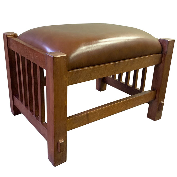 Craftsman / Mission Morris Chair and Ottoman Set - Russet Brown Leather (RB2) - Crafters and Weavers