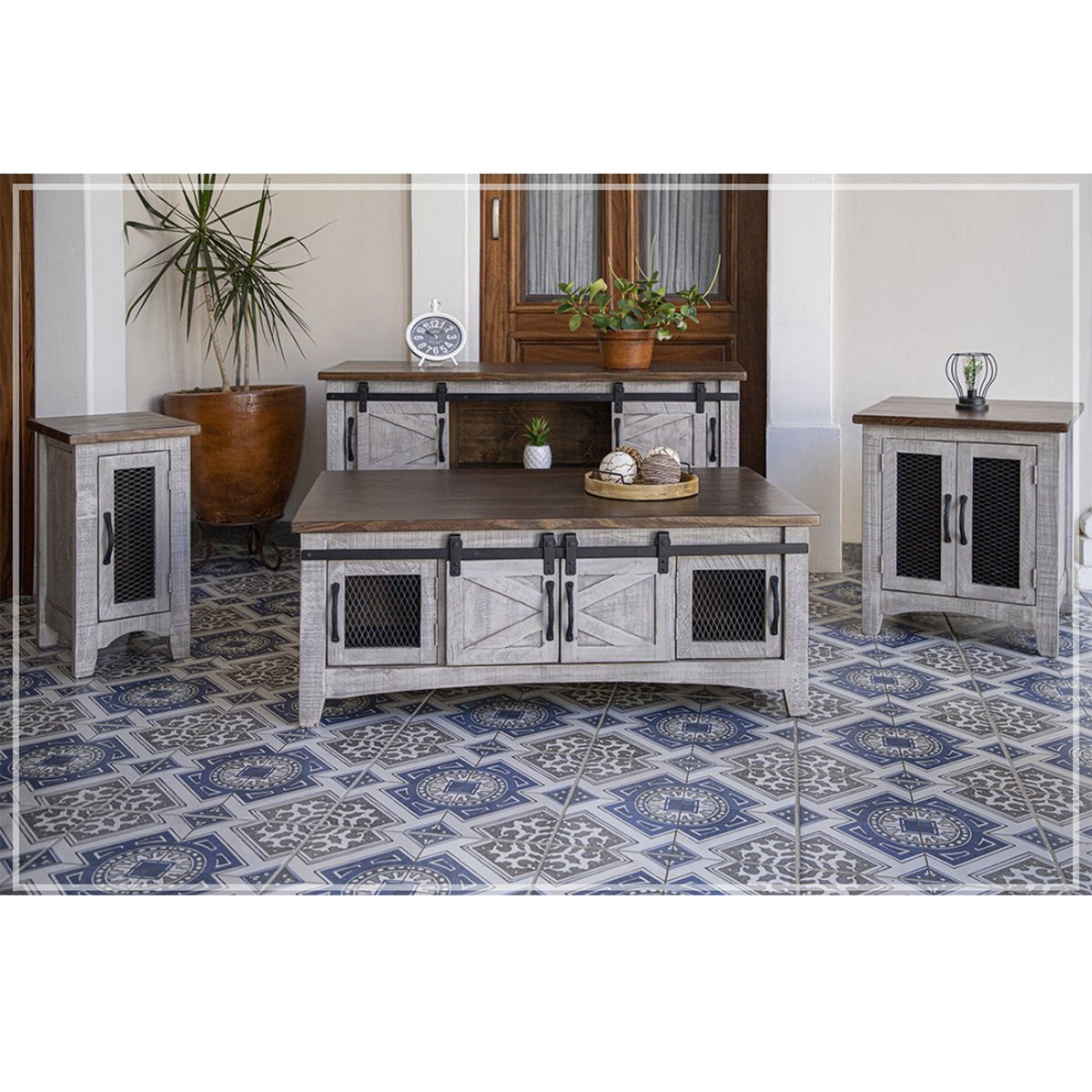 Buy Greenview Modern Farmhouse Living Room Table Set – Gray in USA