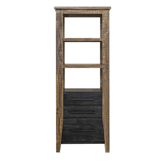 Agave Rustic Industrial Solid Wood Three Drawer Bookcase