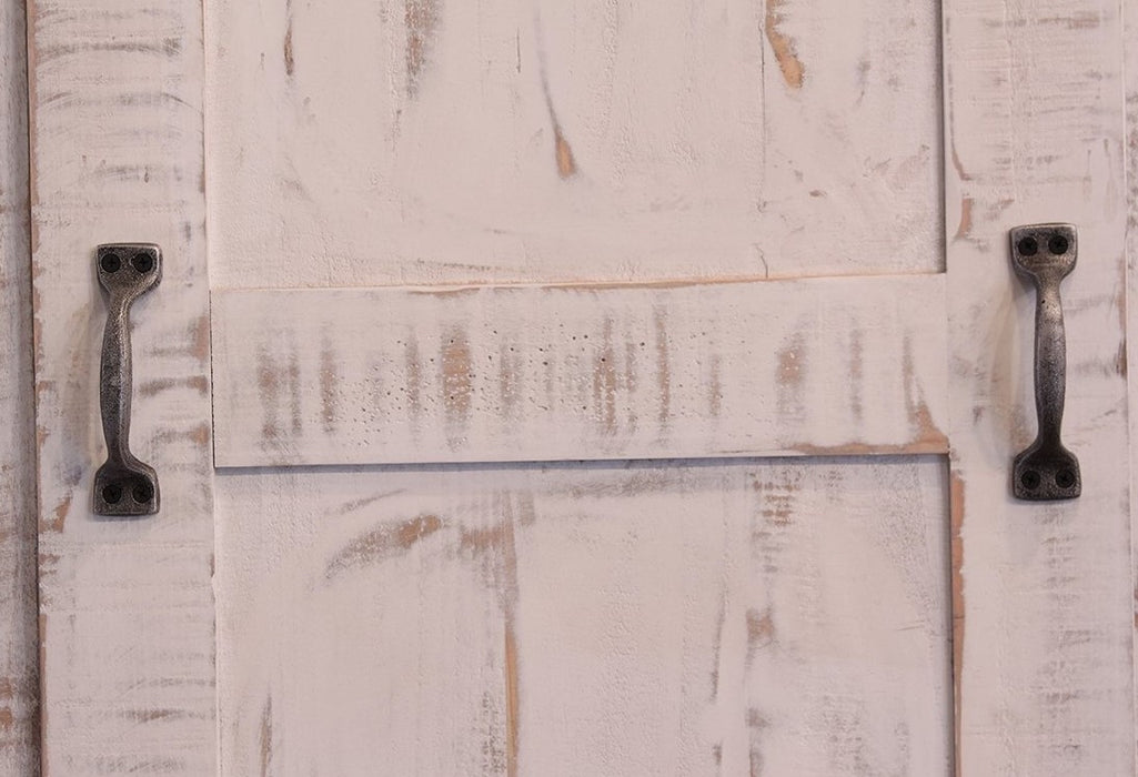 Greenview Wardrobe Armoire - Distressed White - Crafters and Weavers