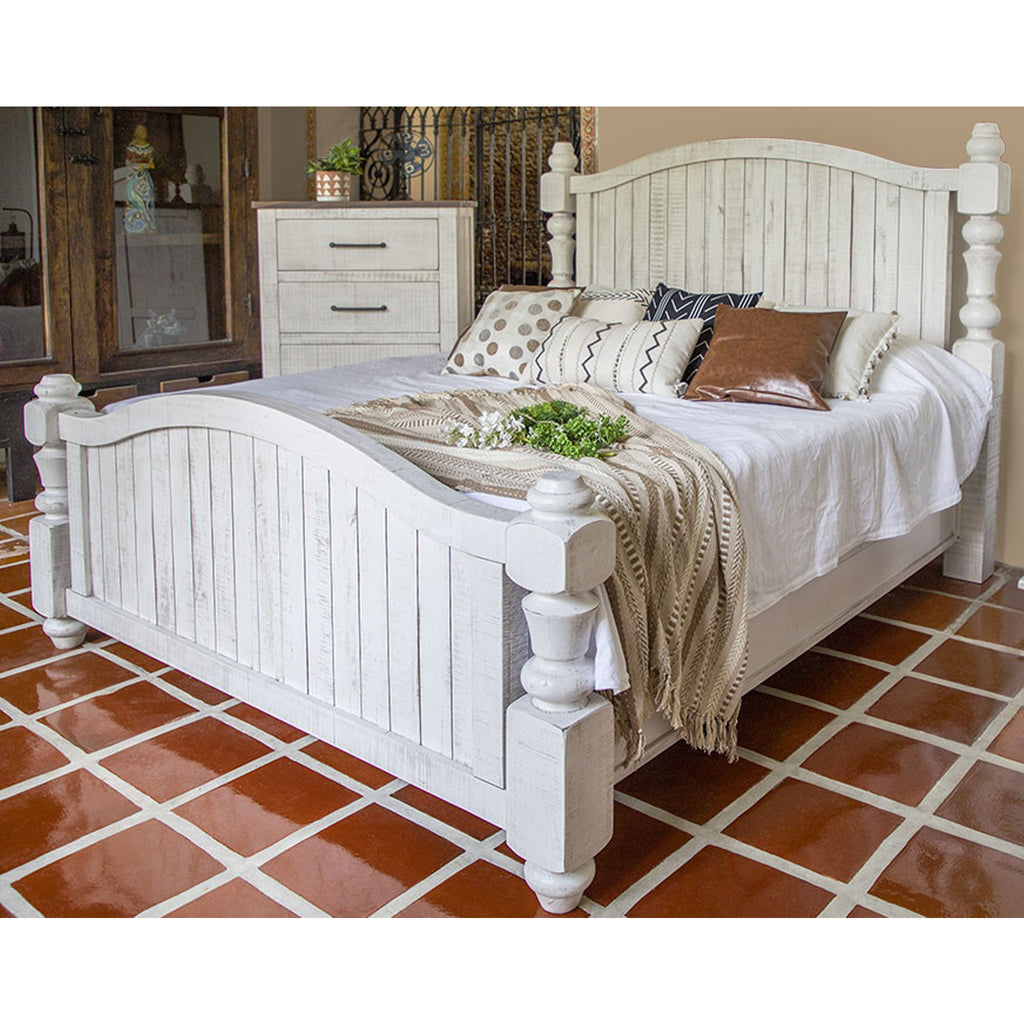 Avalon Rustic Farmhouse Bed Frame - White, image size:1024x1024