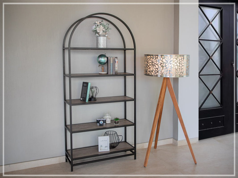 Eastwood Metal Frame Bookcase with 5 Solid Wood Shelves