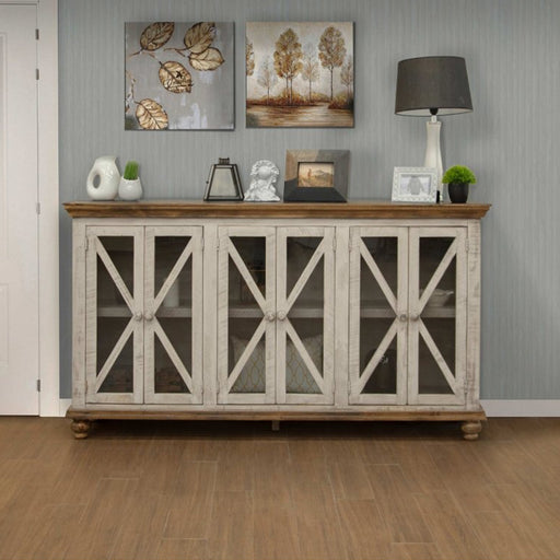 Bayshore 6 Door Crossbar Sideboard - Gray - 72" - Crafters and Weavers