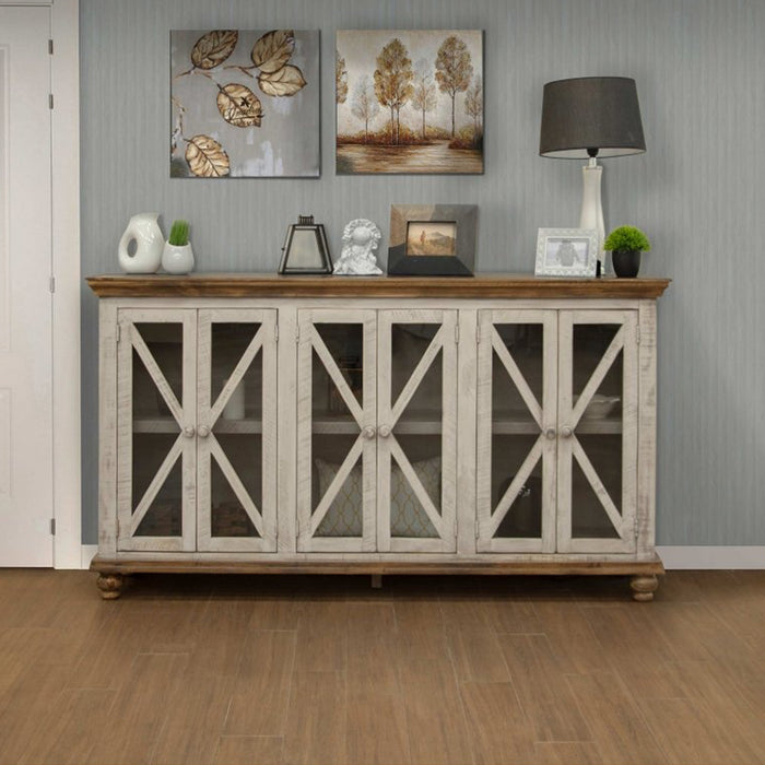 Bayshore 6 Door Crossbar Sideboard - Gray - 72" - Crafters and Weavers