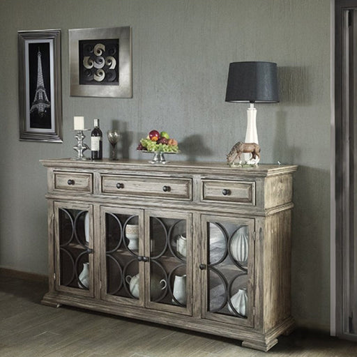 Vineyard Mod Circle Sideboard - Antiqued Off-White - 72" - Crafters and Weavers