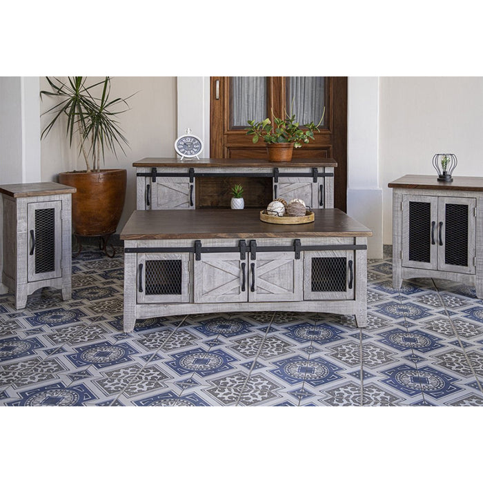Greenview Sliding Door Console Table - Gray - Crafters and Weavers