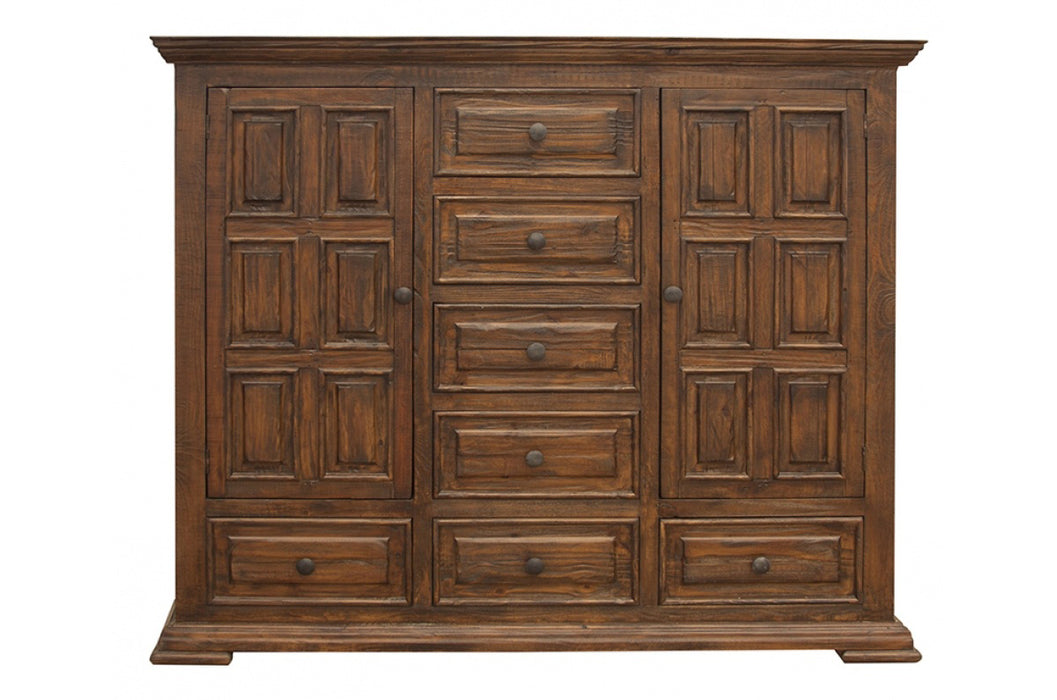 Greenview Carved Panel Chest - Old World Brown - Crafters and Weavers