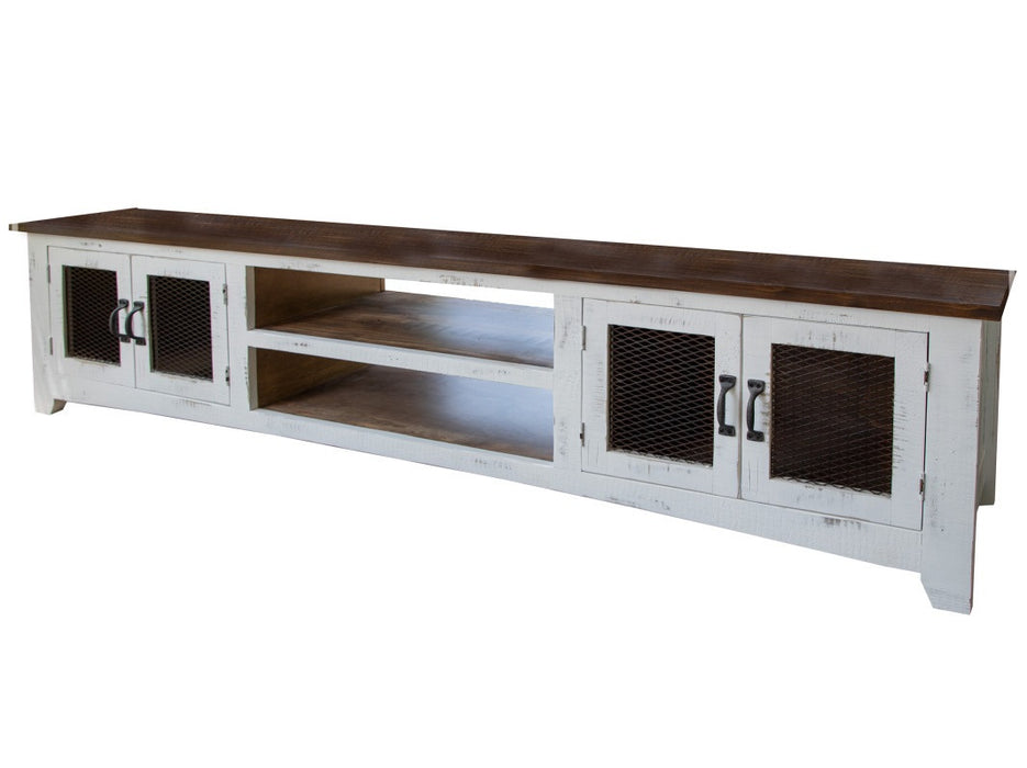 Greenview Distressed White TV Stand - 93"