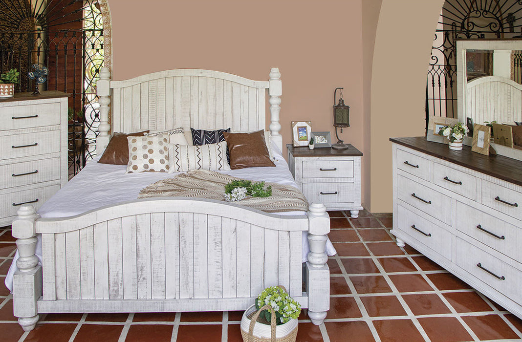 *NEW! Avalon Rustic Farmhouse 5 Piece Bedroom Set - White - Crafters and Weavers