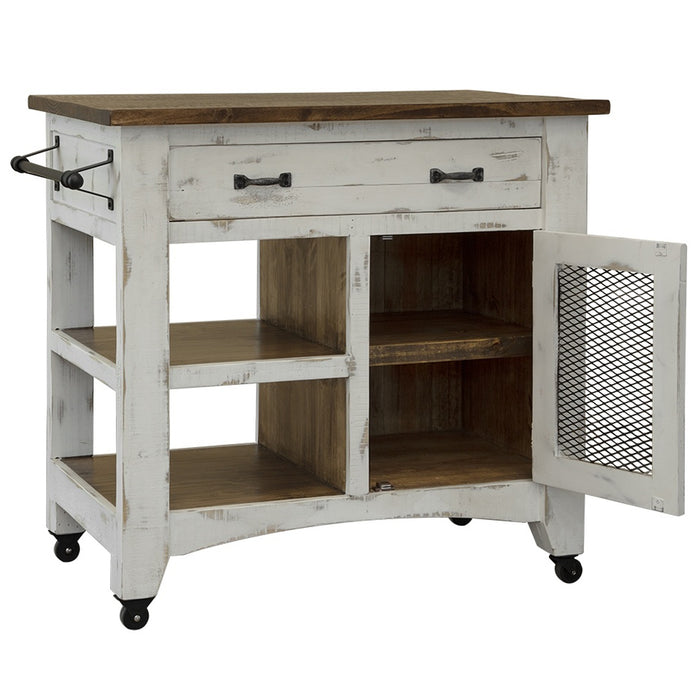 Greenview Kitchen Island - Distressed White - 39" - Crafters and Weavers