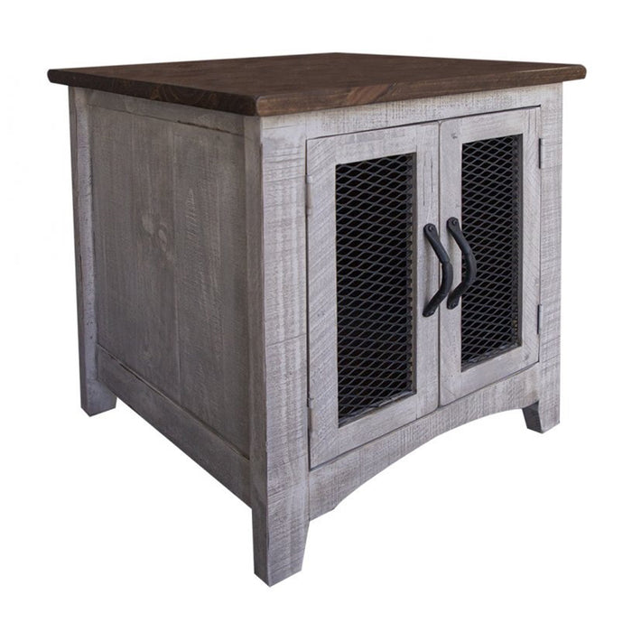 Greenview Two Door End Table - Gray - Crafters and Weavers
