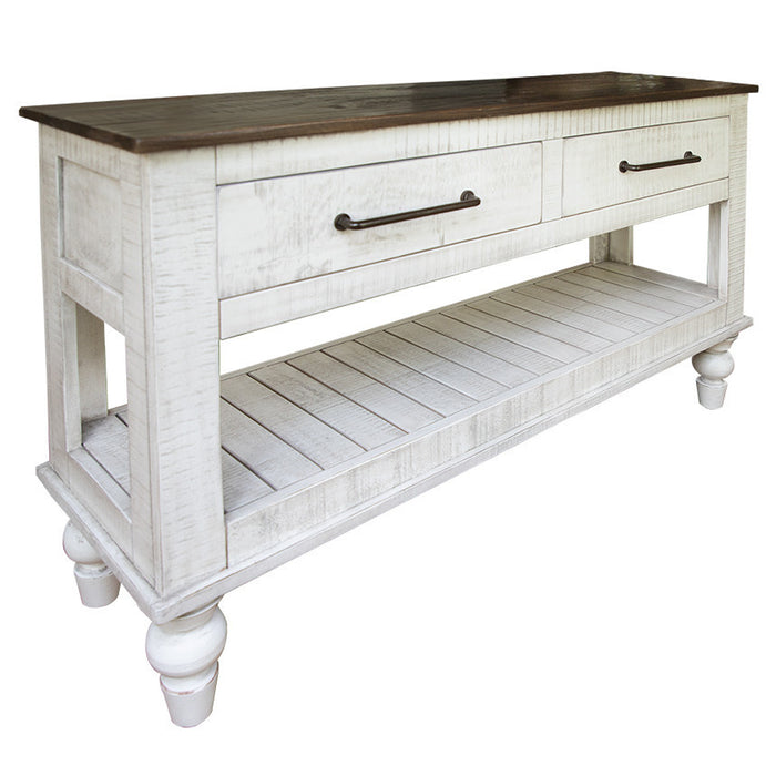 Avalon Rustic Farmhouse 2 Drawer Console Table - White - Crafters and Weavers