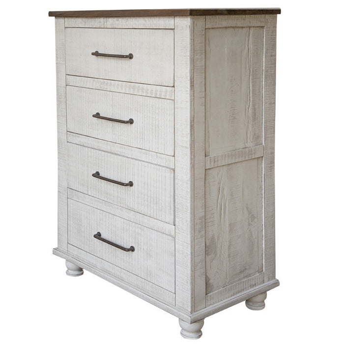 Avalon Rustic Farmhouse 4 Drawer Highboy Dresser - White - Crafters and Weavers