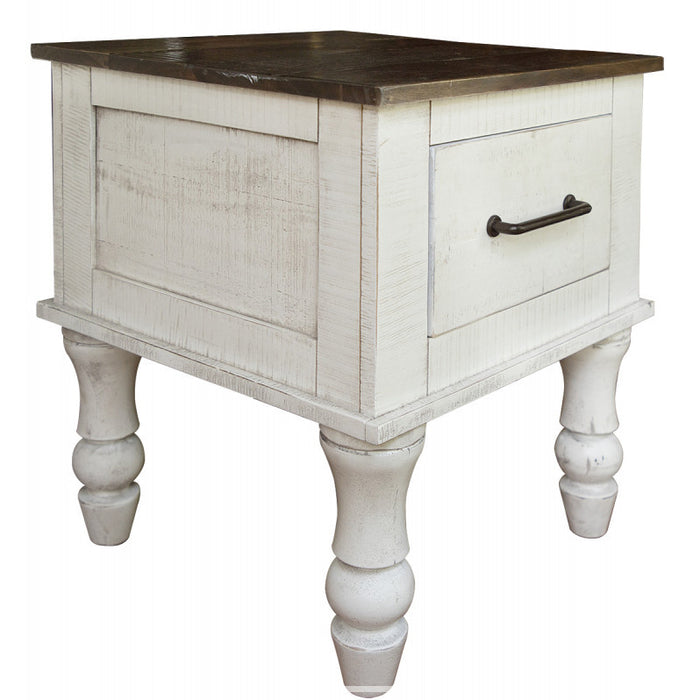Avalon Rustic Farmhouse 1 Drawer End Table - White - Crafters and Weavers