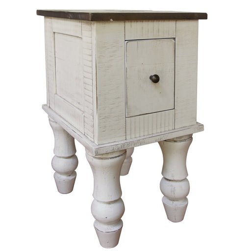 Avalon Rustic Farmhouse 1 Drawer Side Table - White - Crafters and Weavers