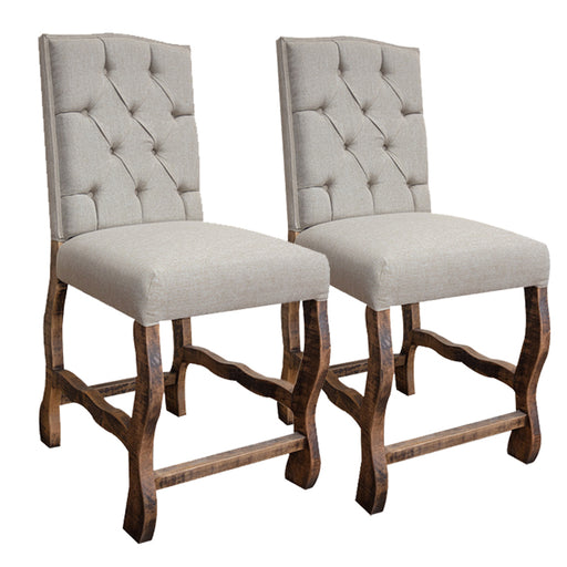 Pair of Westwood Counter Height Bar Stool - Tufted Fabric - Crafters and Weavers
