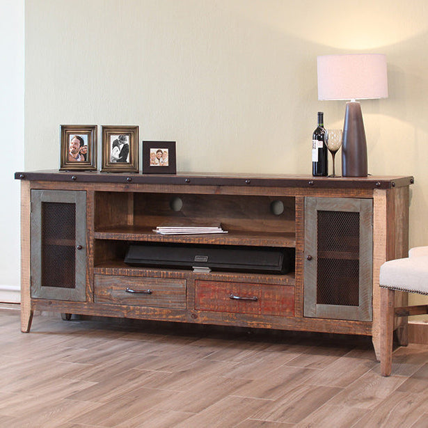 Bayshore Multi-Color TV Stand - 76" - Crafters and Weavers