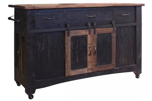 PREORDER Greenview Kitchen Island - Distressed Black - Crafters and Weavers