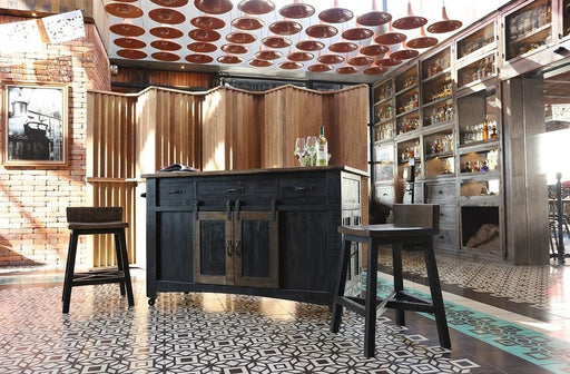 PREORDER Greenview Kitchen Island - Distressed Black - Crafters and Weavers