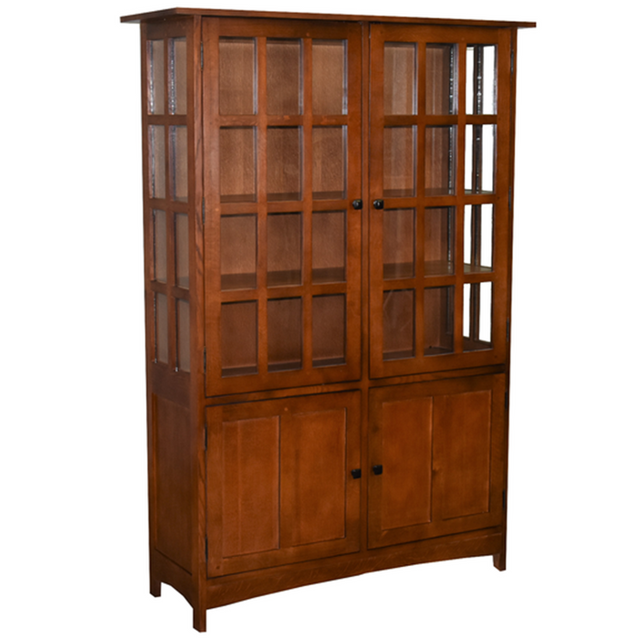 Mission Oak 4 Door Display China Cabinet - Golden Brown - 49"W - Crafters and Weavers