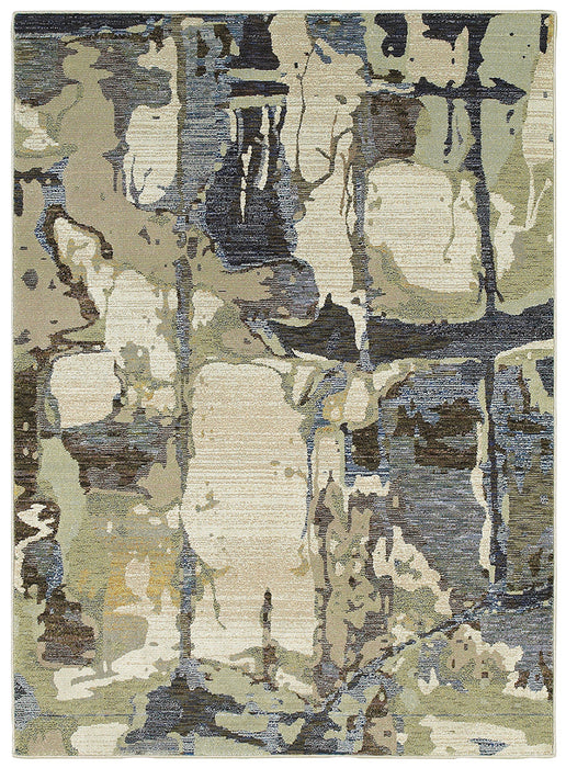 Fusion Contemporary Rug - Gray Blue / Tan / Cream / Brown