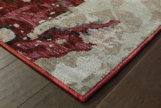Fusion Contemporary Rug - Red / Pink / Cream / Gray