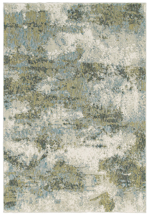 Fusion Contemporary Rug - Olive / Gray / Tan / Gray Blue