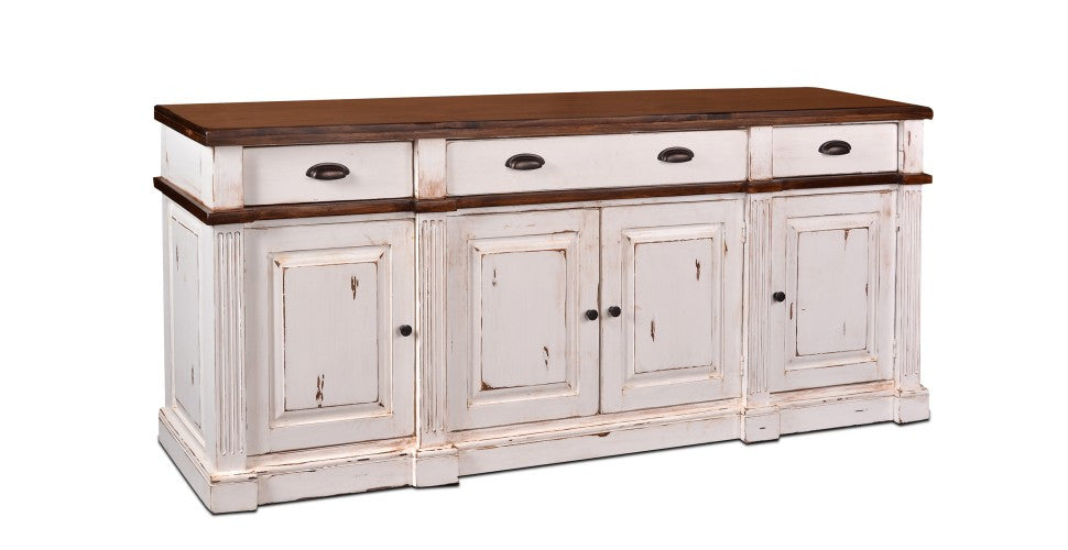 Landon Distressed Sideboard - White - 80" - Crafters and Weavers