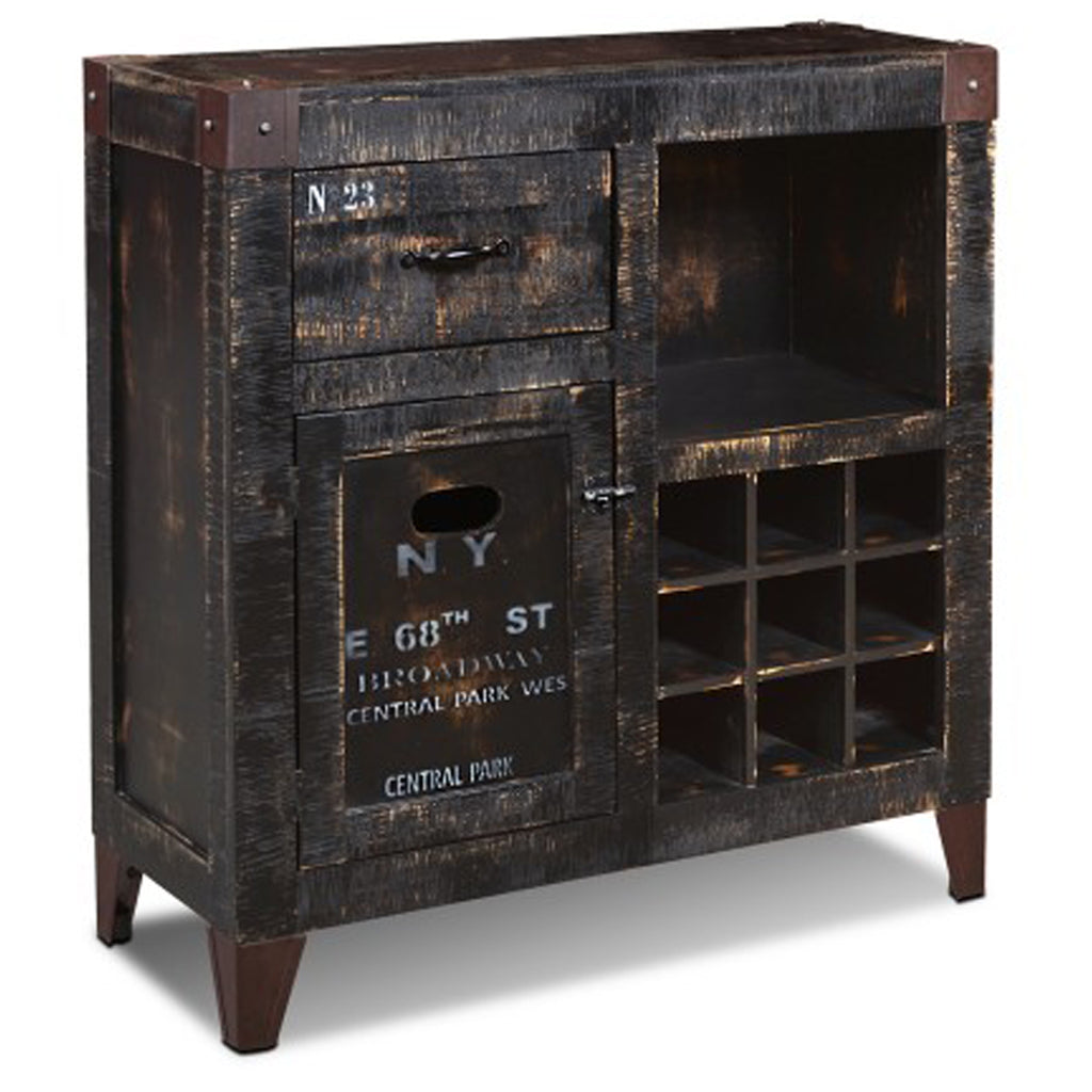 Solid Wood Industrial New York City Graffiti Wine Rack Liquor Cabinet —  Crafters and Weavers