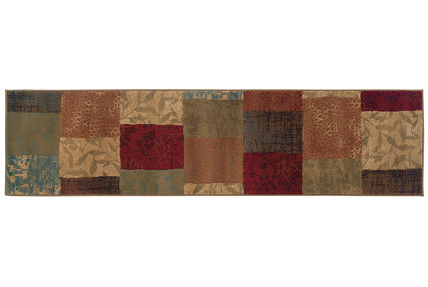 Flourish Contemporary Rug - Burnt Red / Tan / Brown / Olive / Blue