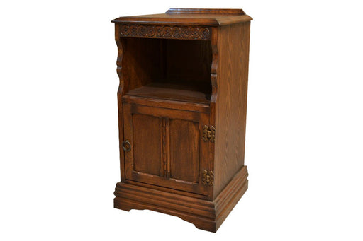 Carved Wood 1 Door End Table - Crafters and Weavers