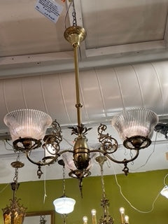 Antique 1890-1900's Victorian Electrified Gas Fixture/Gasolier