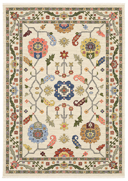 Medalia Area Rug -  Cream. Sage Green. Blue. Yellow