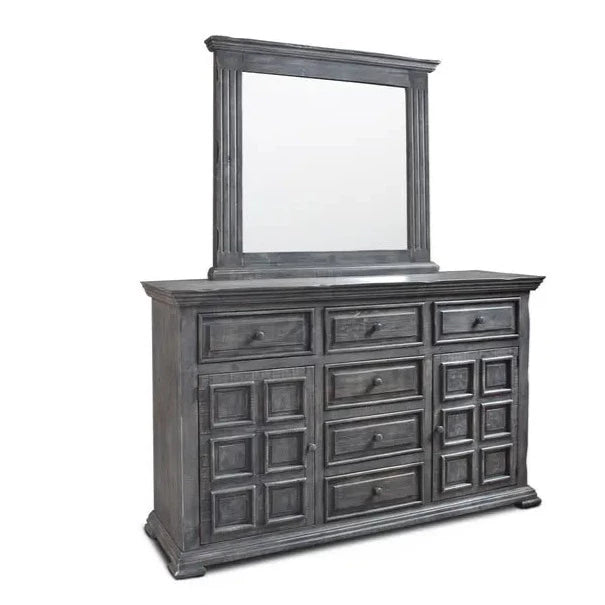 dark grey distressed dresser Hollivern Six Drawer Dresser