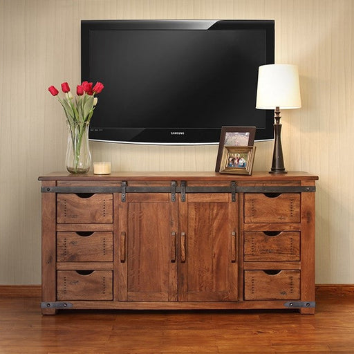 Granville Parota Sliding Door TV Stand - 70" - Crafters and Weavers