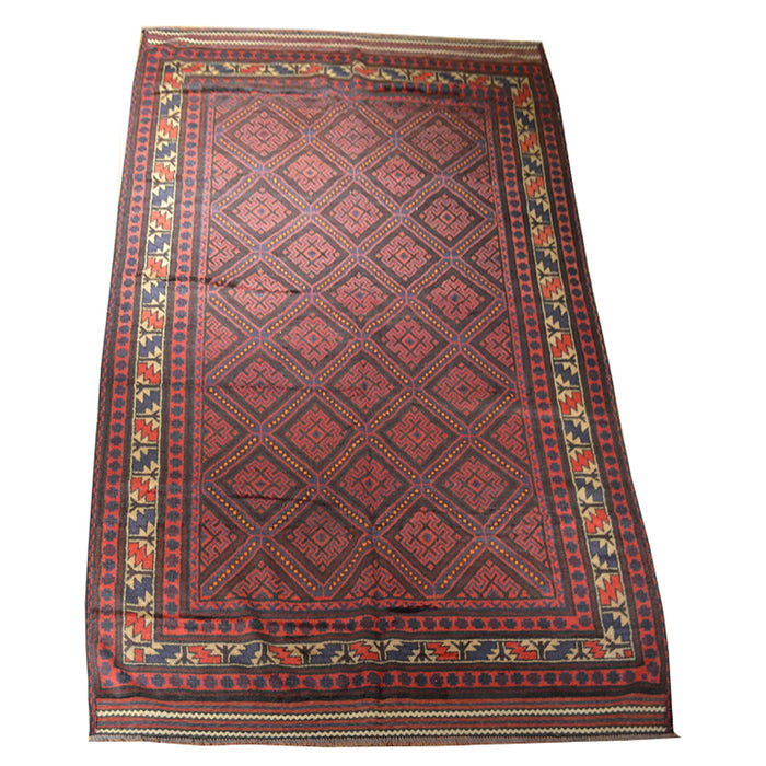 Tribal Afghan Oriental Rug 5'3" x 9'3" - Crafters and Weavers
