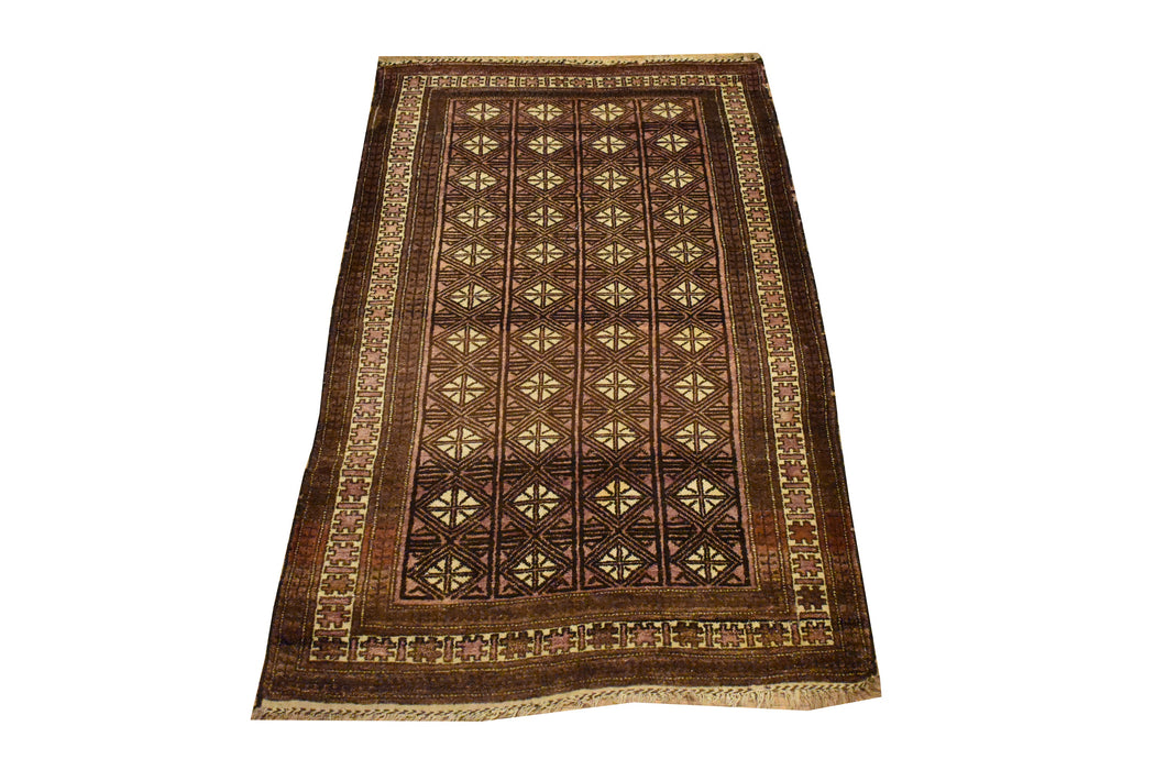 Tribal Afghan Oriental Rug 4'2" x 7'3" - Crafters and Weavers