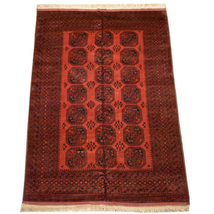 Tribal Afghan Fielpa Oriental Rug 6'7" x 9'10" - Crafters and Weavers