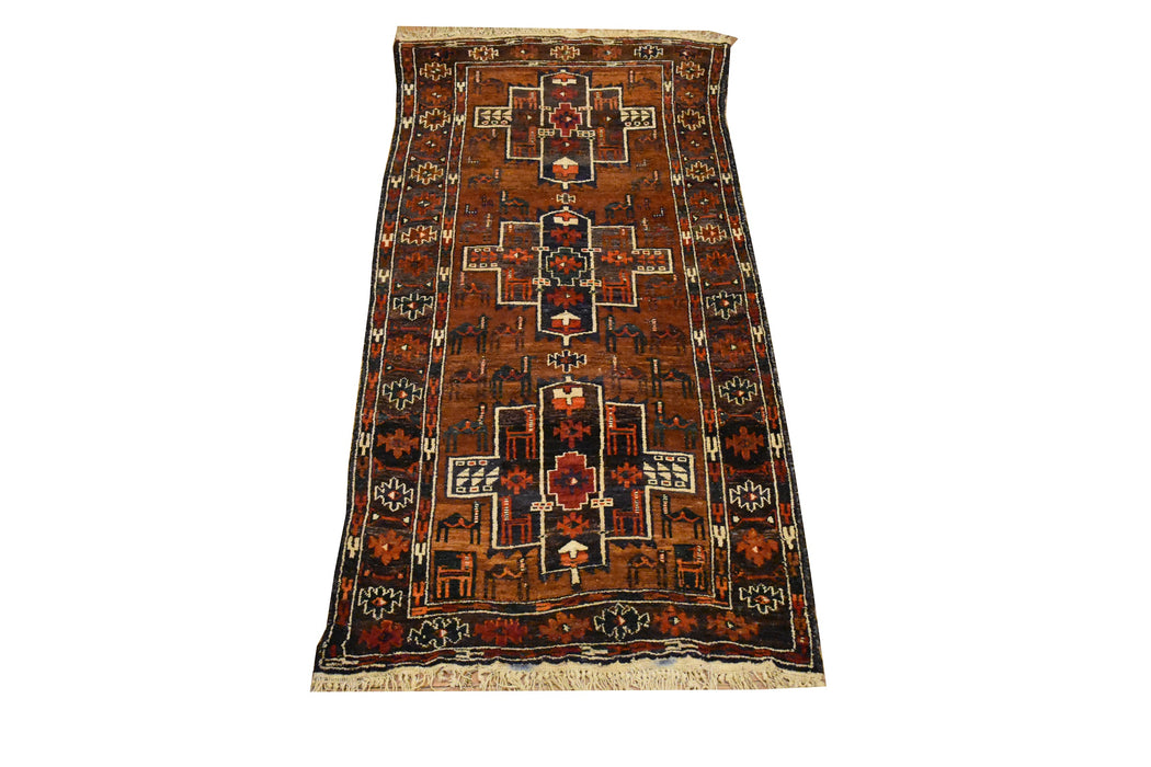 Tribal Balouchi Oriental Rug 3'1"x 6'7" - Crafters and Weavers