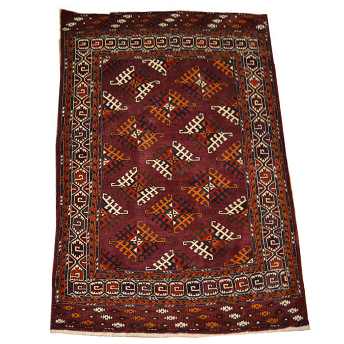 Tribal Balouchi Oriental Rug 4'3"x 6'7" - Crafters and Weavers