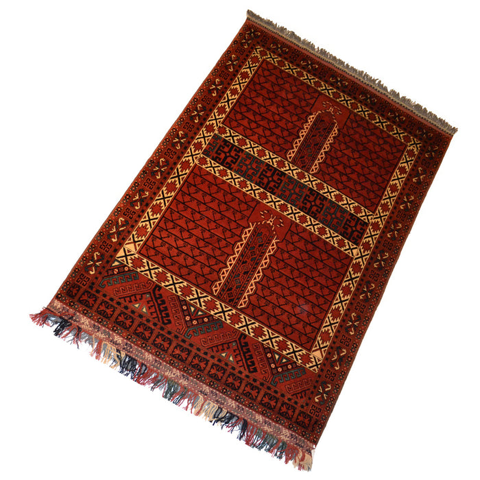 Tribal Unkhoi Oriental Rug 4'1" x 6'0" - Crafters and Weavers