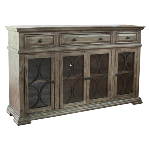 Vineyard Mod Circle Sideboard - Antiqued Off-White - 72" - Crafters and Weavers