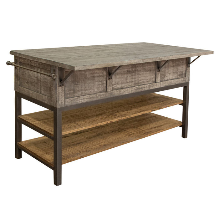 Amelia 3 Drawer Contemporary Solid Wood Kitchen Island