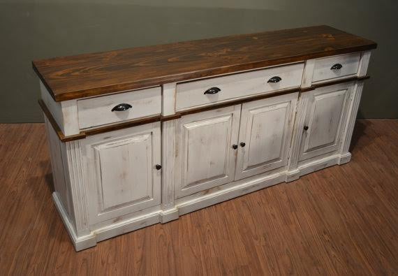 Landon Distressed Sideboard - White - 80" - Crafters and Weavers