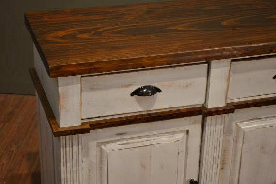 Landon Distressed Sideboard - White - 80" - Crafters and Weavers