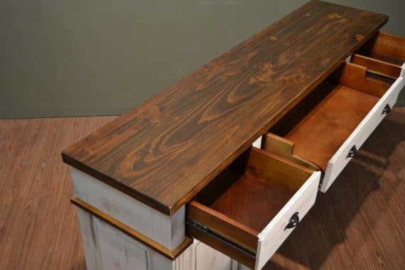 Landon Distressed Sideboard - White - 80" - Crafters and Weavers